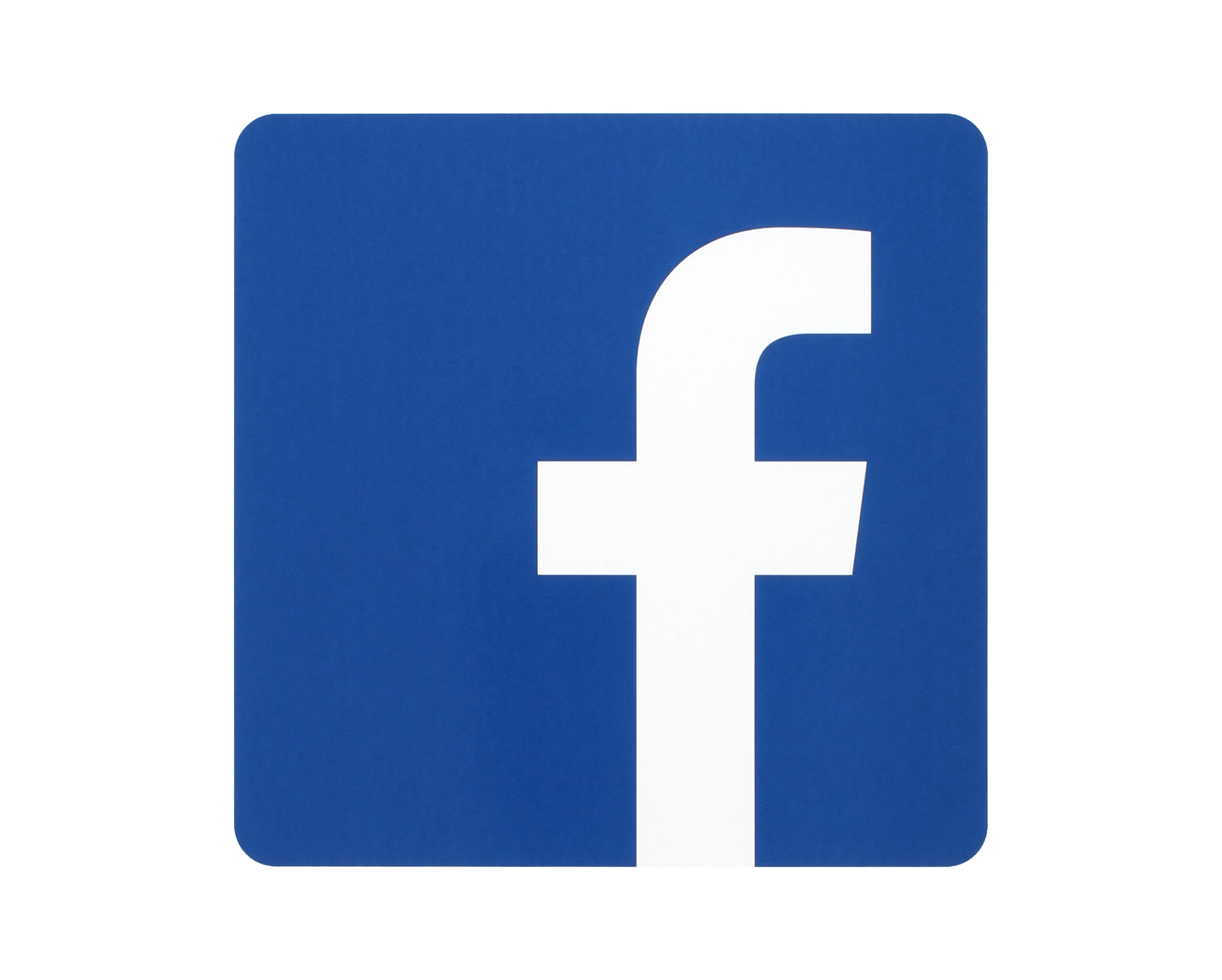 Facebook logo sign printed on paper and placed on white background